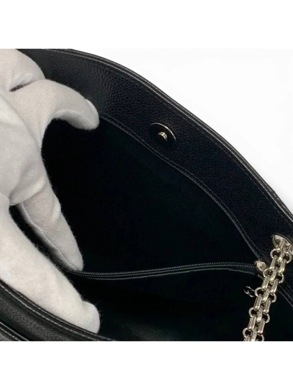 Chanel Bag Tote Black Silver Chain - Picture 8 of 10